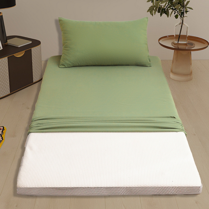 91家纺网 家纺一手货源 找家纺 啊雅家居 2026新款学生宿舍家用双面被褥套床垫套 草绿