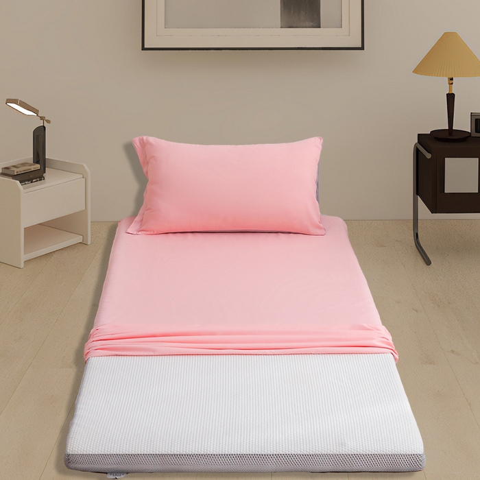 91家纺网 家纺一手货源 找家纺 啊雅家居 2026新款学生宿舍家用双面被褥套床垫套 粉色