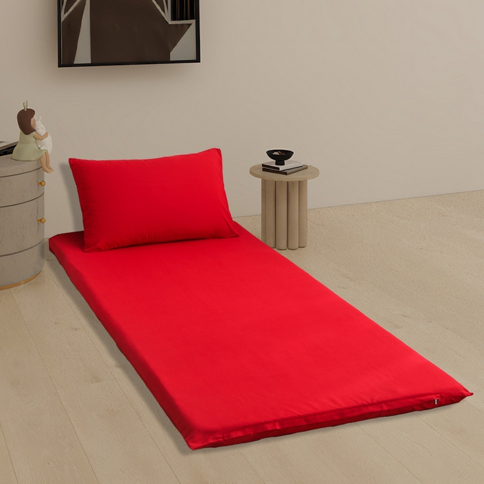 91家纺网 家纺一手货源 找家纺 啊雅家居 2026新款学生宿舍家用双面被褥套床垫套 红色