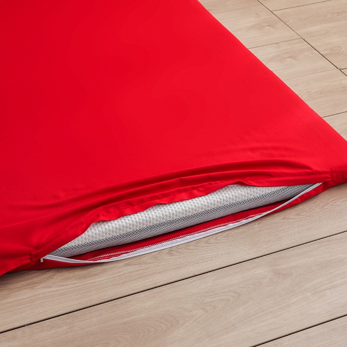 91家纺网 家纺一手货源 找家纺 啊雅家居 2026新款学生宿舍家用双面被褥套床垫套 红色