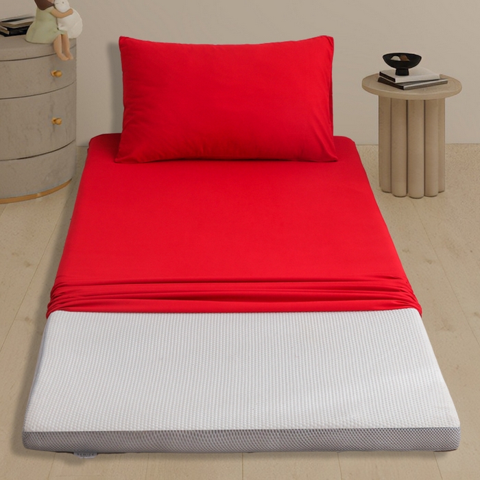 91家纺网 家纺一手货源 找家纺 啊雅家居 2026新款学生宿舍家用双面被褥套床垫套 红色