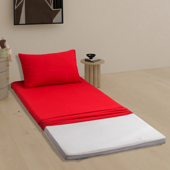 91家纺网 家纺一手货源 找家纺 啊雅家居 2026新款学生宿舍家用双面被褥套床垫套 红色