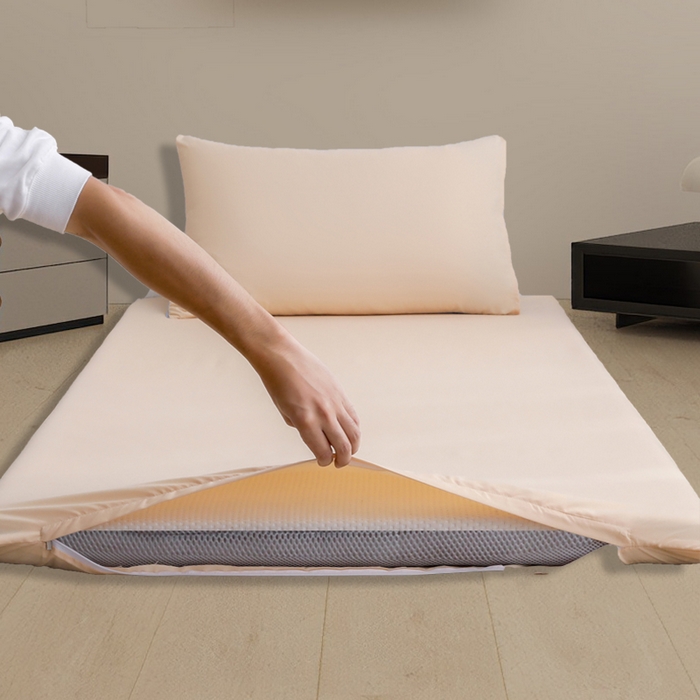 91家纺网 家纺一手货源 找家纺 啊雅家居 2026新款学生宿舍家用双面被褥套床垫套 黄色