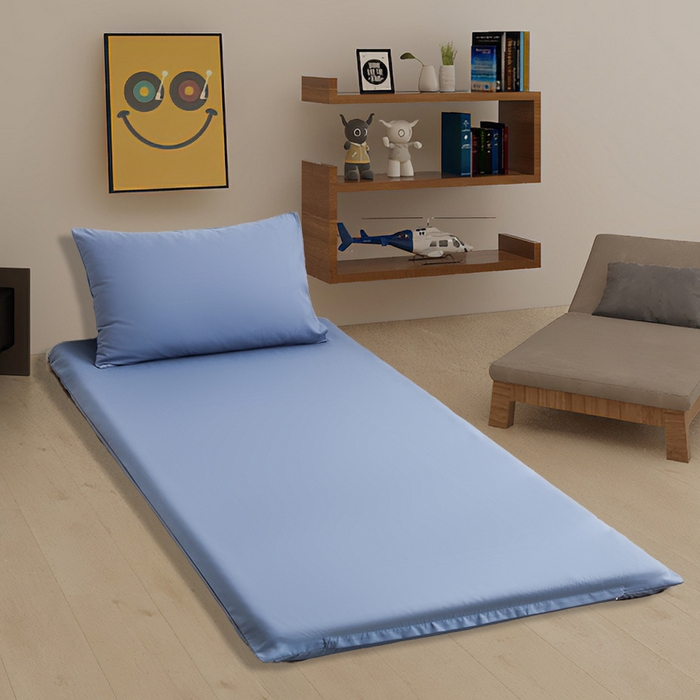 91家纺网 家纺一手货源 找家纺 啊雅家居 2026新款学生宿舍家用双面被褥套床垫套 蓝色