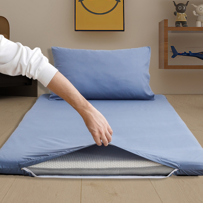 91家纺网 家纺一手货源 找家纺 啊雅家居 2026新款学生宿舍家用双面被褥套床垫套 蓝色