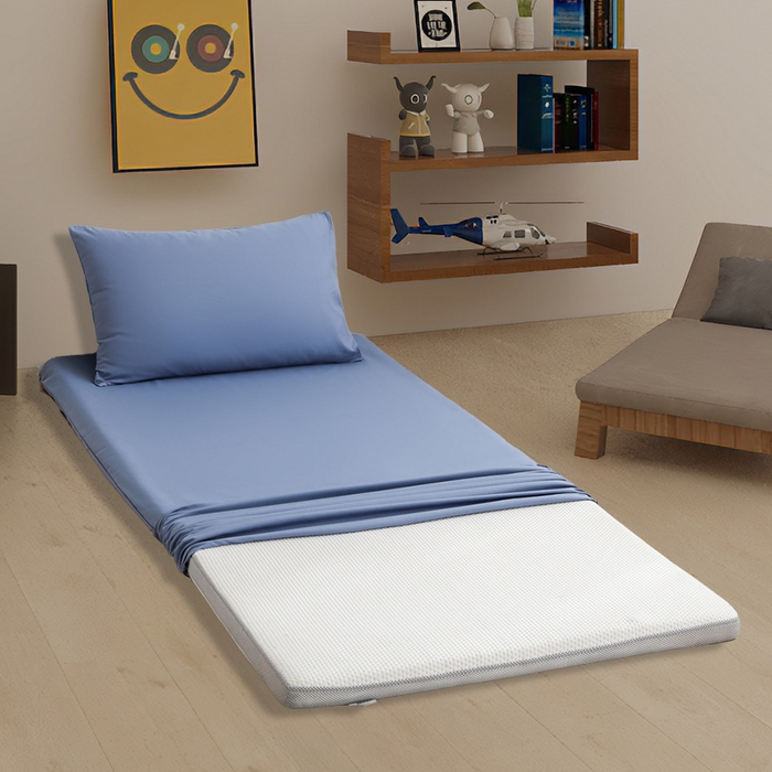 91家纺网 家纺一手货源 找家纺 啊雅家居 2026新款学生宿舍家用双面被褥套床垫套 蓝色