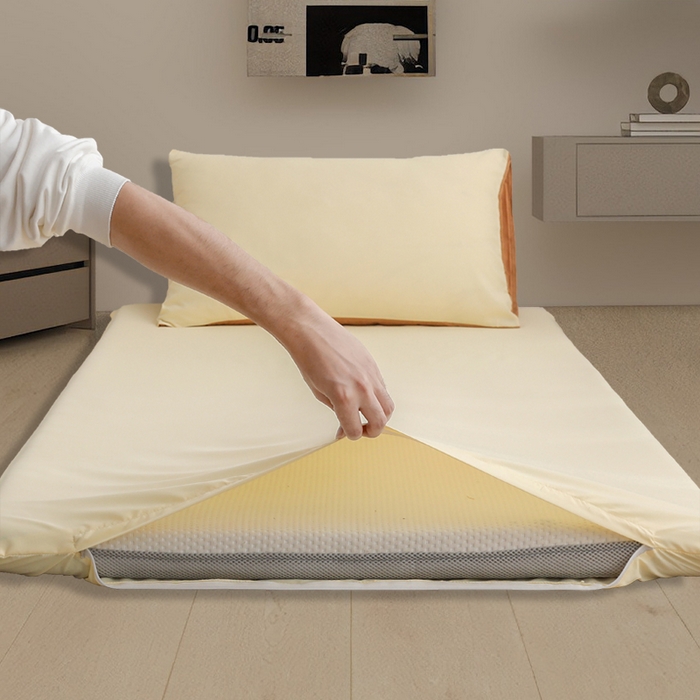 91家纺网 家纺一手货源 找家纺 啊雅家居 2026新款学生宿舍家用双面被褥套床垫套 梦幻黄