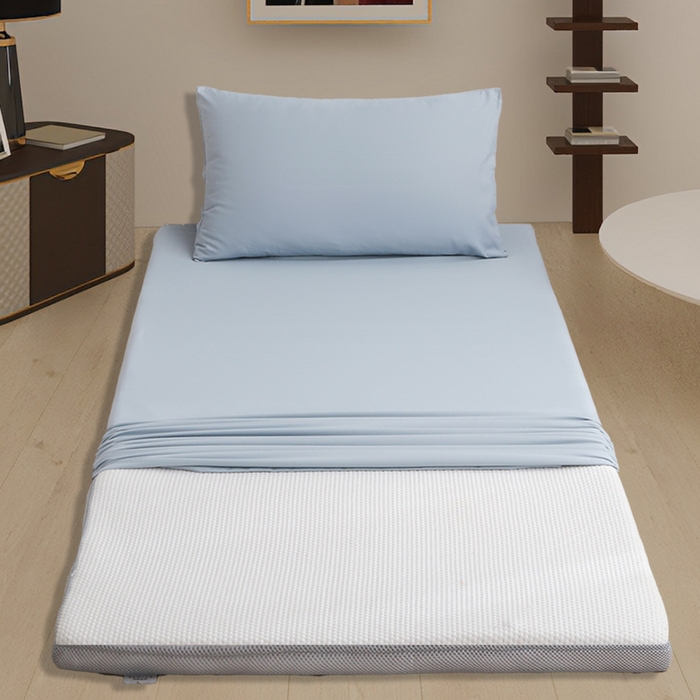 91家纺网 家纺一手货源 找家纺 啊雅家居 2026新款学生宿舍家用双面被褥套床垫套 浅蓝灰