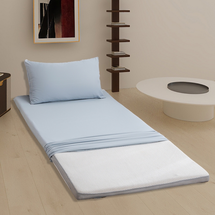 91家纺网 家纺一手货源 找家纺 啊雅家居 2026新款学生宿舍家用双面被褥套床垫套 浅蓝灰