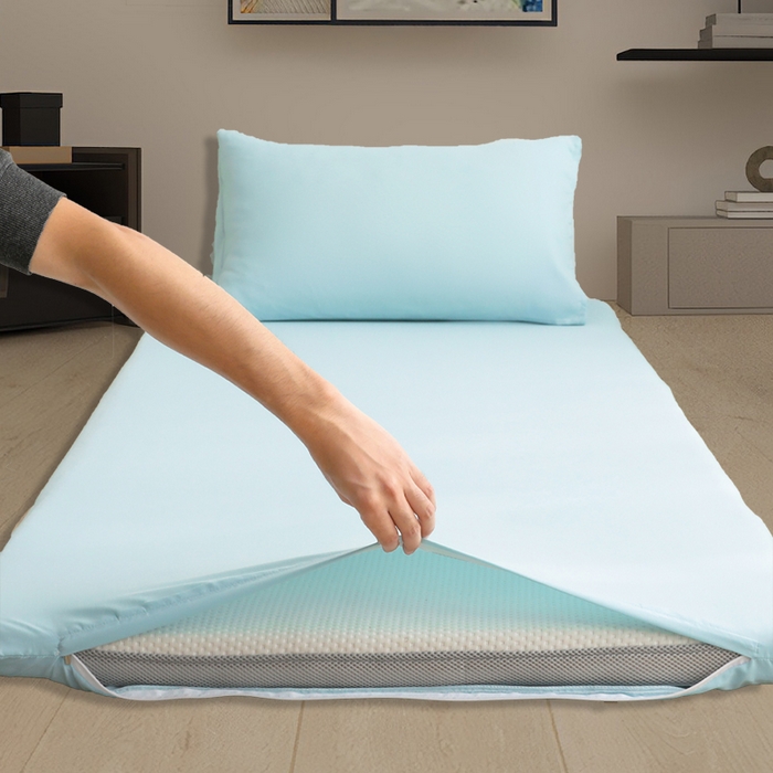 91家纺网 家纺一手货源 找家纺 啊雅家居 2026新款学生宿舍家用双面被褥套床垫套 水绿