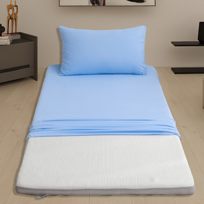 91家纺网 家纺一手货源 找家纺 啊雅家居 2026新款学生宿舍家用双面被褥套床垫套 天空蓝