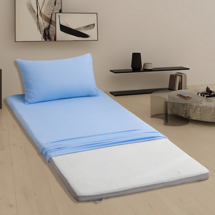 91家纺网 家纺一手货源 找家纺 啊雅家居 2026新款学生宿舍家用双面被褥套床垫套 天空蓝