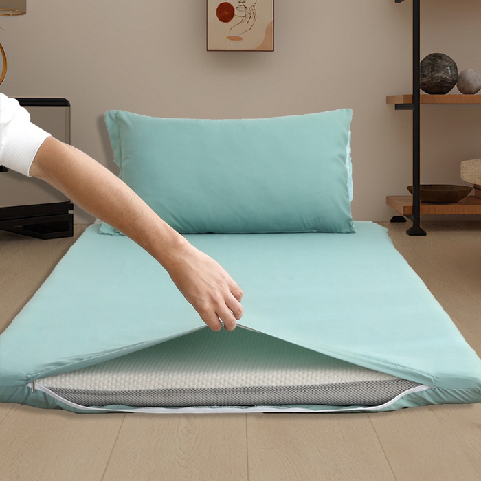 91家纺网 家纺一手货源 找家纺 啊雅家居 2026新款学生宿舍家用双面被褥套床垫套 星蓝