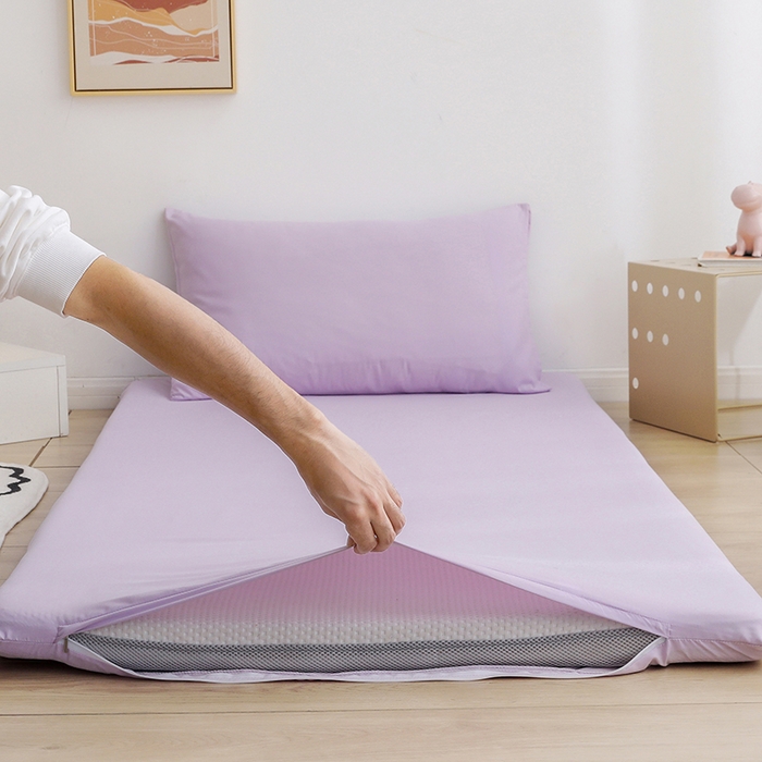 91家纺网 家纺一手货源 找家纺 啊雅家居 2026新款学生宿舍家用双面被褥套床垫套 紫色