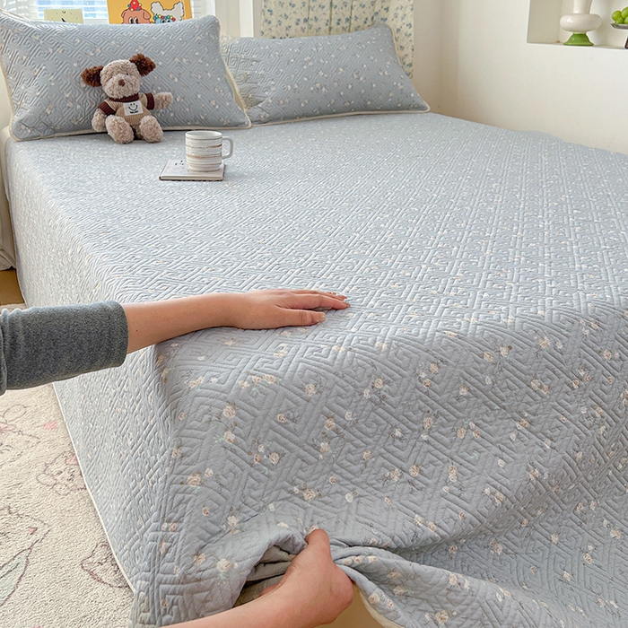 91家纺网 家纺一手货源 找家纺 羽爱家纺 2025新款A类全棉印花水洗床盖四件套系列 薄荷碎