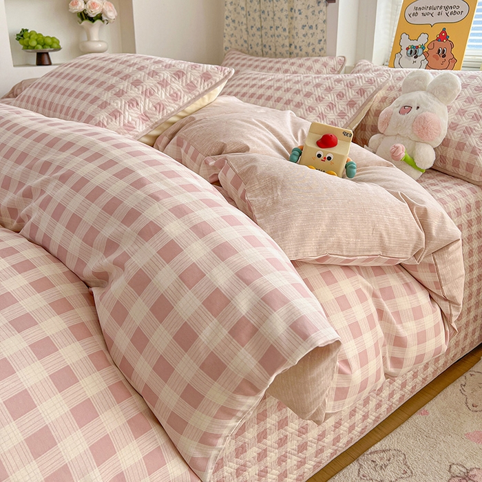 91家纺网 家纺一手货源 找家纺 羽爱家纺 2025新款A类全棉印花水洗床盖四件套系列 格瑞