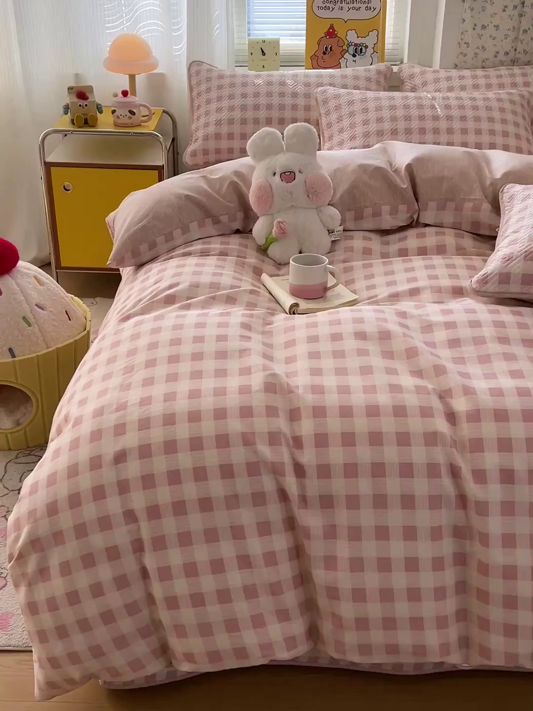 91家纺网 家纺一手货源 找家纺 羽爱家纺 2025新款A类全棉印花水洗床盖四件套系列 格瑞