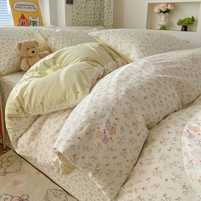 91家纺网 家纺一手货源 找家纺 羽爱家纺 2025新款A类全棉印花水洗床盖四件套系列 好伙伴