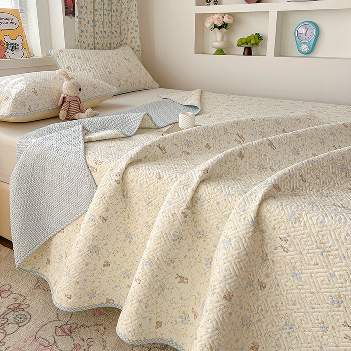 91家纺网 家纺一手货源 找家纺 羽爱家纺 2025新款A类全棉印花水洗床盖四件套系列 花间鹿