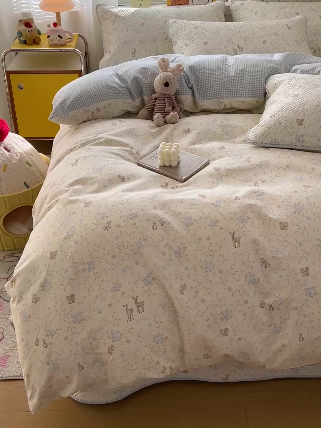 91家纺网 家纺一手货源 找家纺 羽爱家纺 2025新款A类全棉印花水洗床盖四件套系列 花间鹿