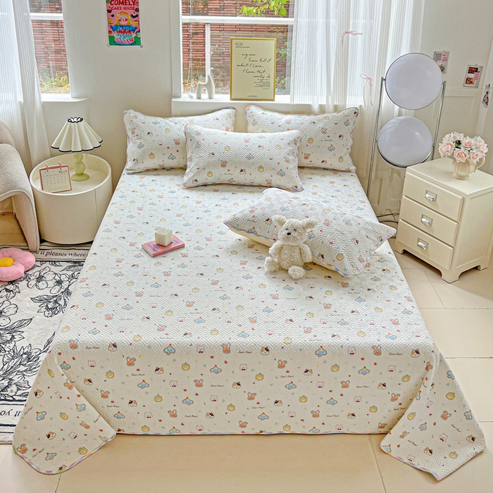 91家纺网 家纺一手货源 找家纺 羽爱家纺 2025新款A类全棉印花水洗床盖四件套系列 萌宠国度