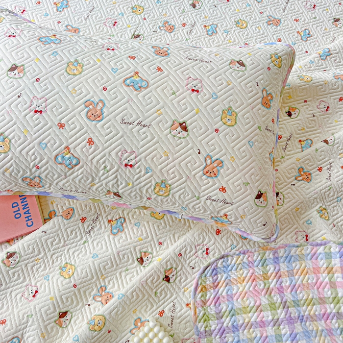 91家纺网 家纺一手货源 找家纺 羽爱家纺 2025新款A类全棉印花水洗床盖四件套系列 萌宠国度