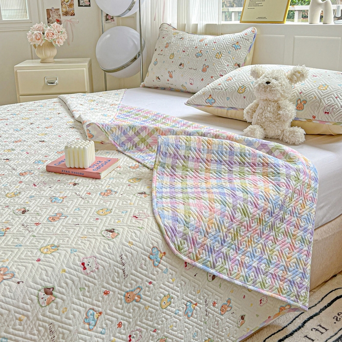 91家纺网 家纺一手货源 找家纺 羽爱家纺 2025新款A类全棉印花水洗床盖四件套系列 萌宠国度