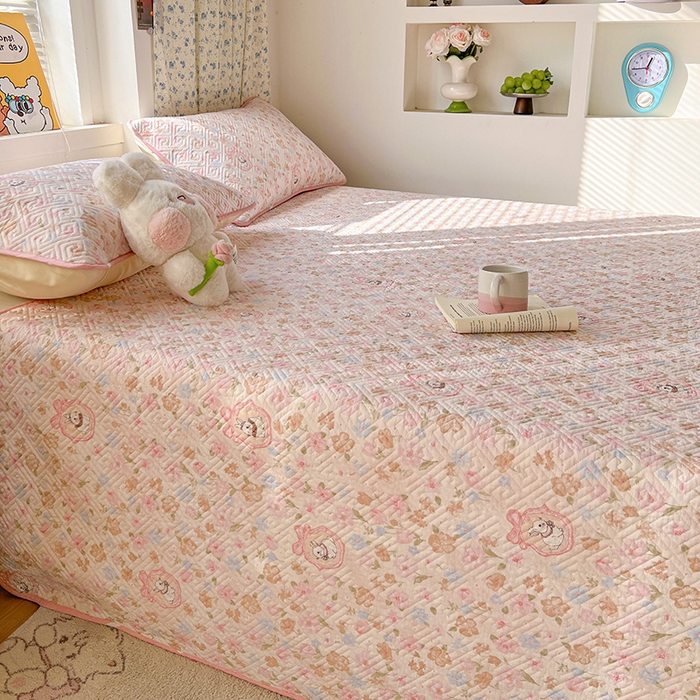 91家纺网 家纺一手货源 找家纺 羽爱家纺 2025新款A类全棉印花水洗床盖四件套系列 萌萌兔