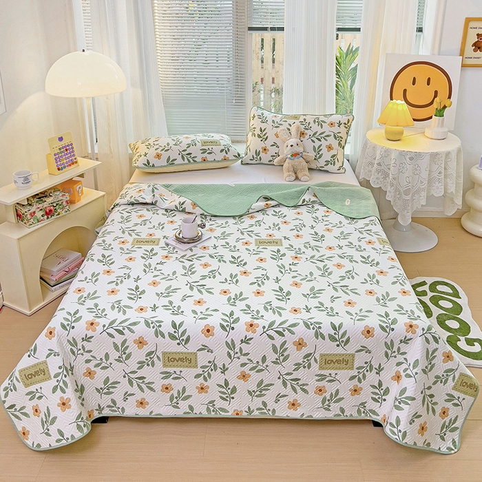 91家纺网 家纺一手货源 找家纺 羽爱家纺 2025新款A类全棉印花水洗床盖四件套系列 清新