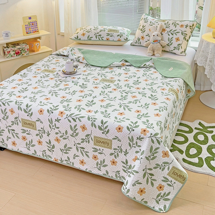 91家纺网 家纺一手货源 找家纺 羽爱家纺 2025新款A类全棉印花水洗床盖四件套系列 清新