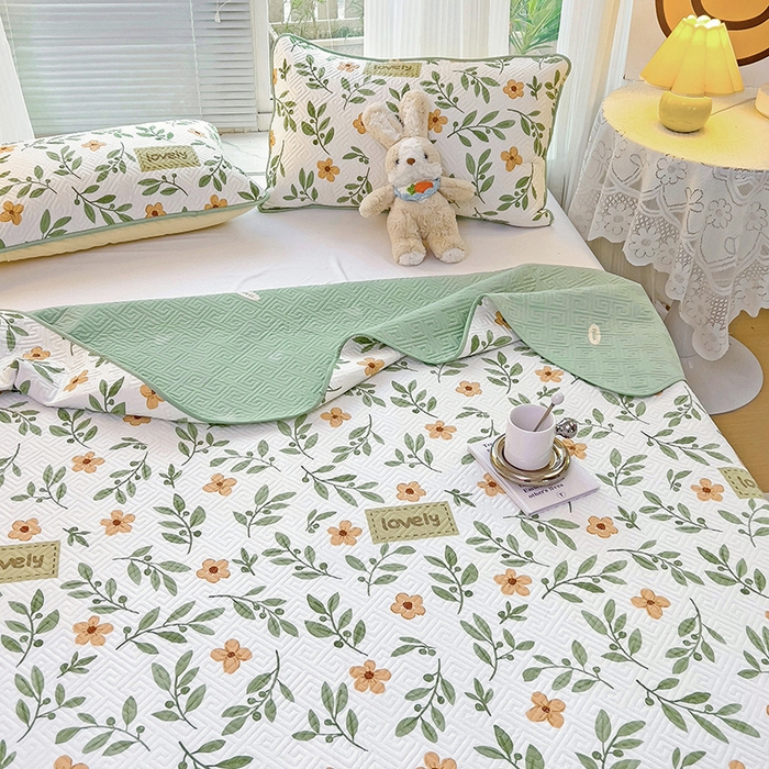 91家纺网 家纺一手货源 找家纺 羽爱家纺 2025新款A类全棉印花水洗床盖四件套系列 清新