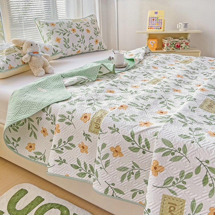 91家纺网 家纺一手货源 找家纺 羽爱家纺 2025新款A类全棉印花水洗床盖四件套系列 清新