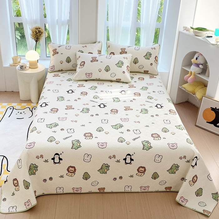 91家纺网 家纺一手货源 找家纺 羽爱家纺 2025新款A类全棉印花水洗床盖四件套系列 森林派对