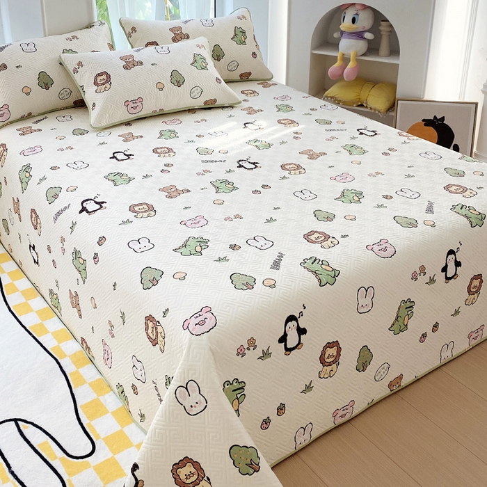 91家纺网 家纺一手货源 找家纺 羽爱家纺 2025新款A类全棉印花水洗床盖四件套系列 森林派对