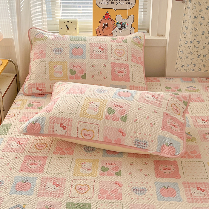 91家纺网 家纺一手货源 找家纺 羽爱家纺 2025新款A类全棉印花水洗床盖四件套系列 甜心猫猫