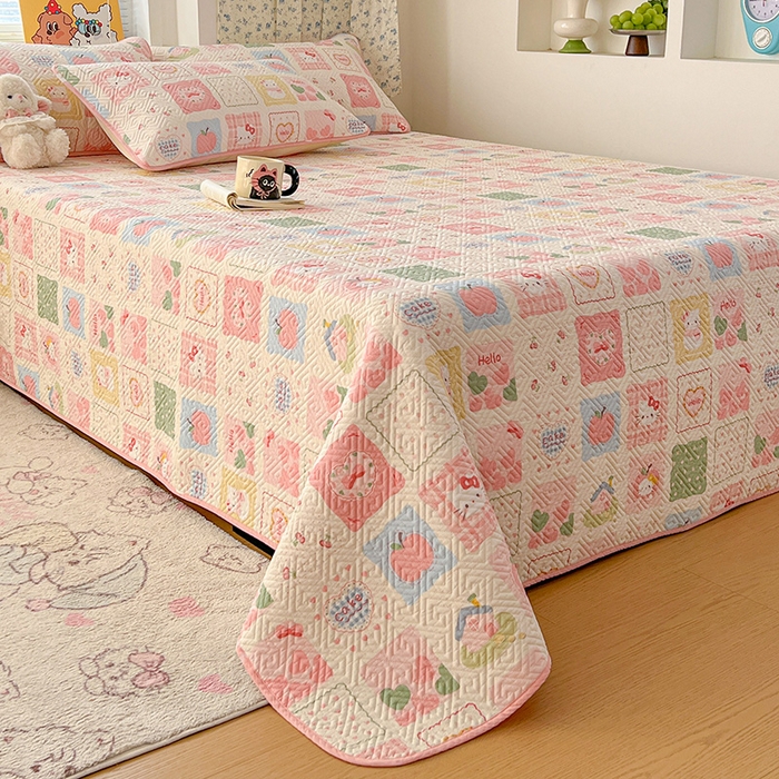 91家纺网 家纺一手货源 找家纺 羽爱家纺 2025新款A类全棉印花水洗床盖四件套系列 甜心猫猫