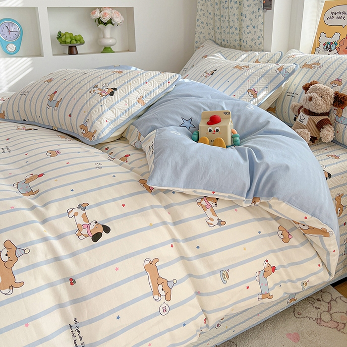 91家纺网 家纺一手货源 找家纺 羽爱家纺 2025新款A类全棉印花水洗床盖四件套系列 童年