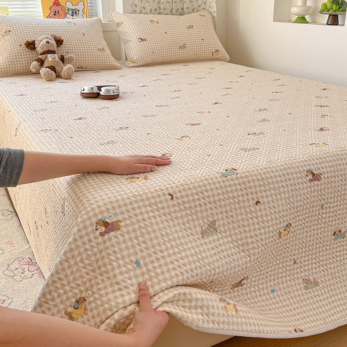 91家纺网 家纺一手货源 找家纺 羽爱家纺 2025新款A类全棉印花水洗床盖四件套系列 汪汪队