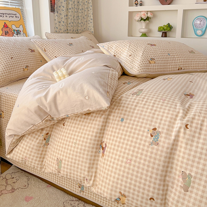 91家纺网 家纺一手货源 找家纺 羽爱家纺 2025新款A类全棉印花水洗床盖四件套系列 汪汪队