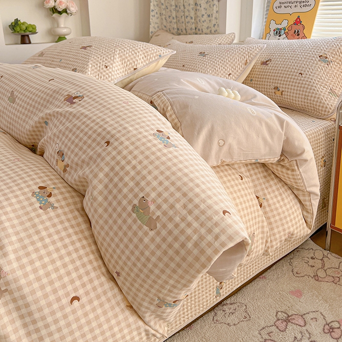 91家纺网 家纺一手货源 找家纺 羽爱家纺 2025新款A类全棉印花水洗床盖四件套系列 汪汪队