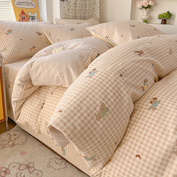 91家纺网 家纺一手货源 找家纺 羽爱家纺 2025新款A类全棉印花水洗床盖四件套系列 汪汪队