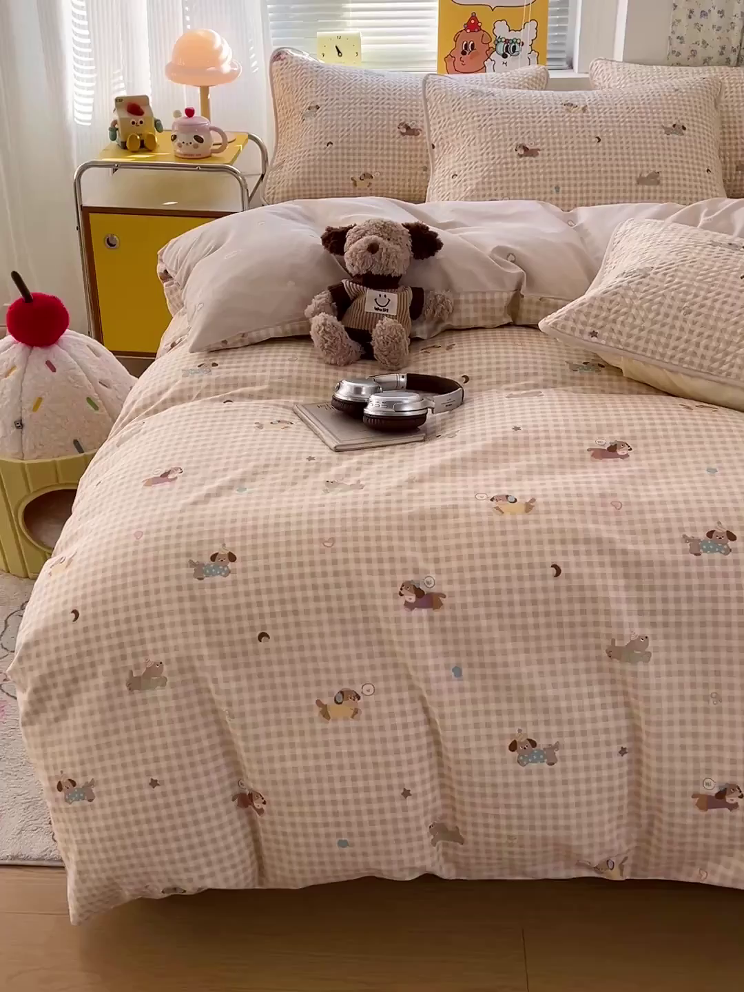 91家纺网 家纺一手货源 找家纺 羽爱家纺 2025新款A类全棉印花水洗床盖四件套系列 汪汪队