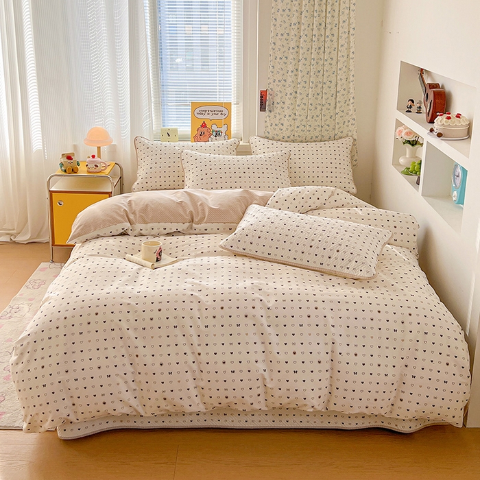 羽爱家纺 2025新款A类全棉印花水洗床盖四件套系列 小心意