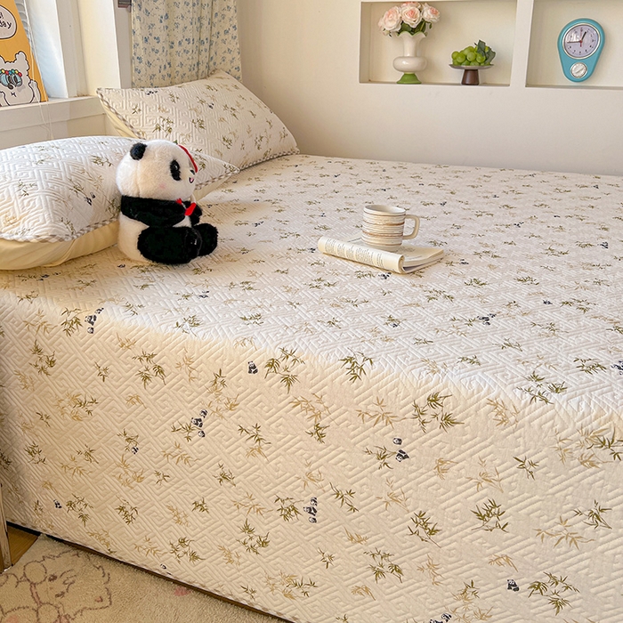 91家纺网 家纺一手货源 找家纺 羽爱家纺 2025新款A类全棉印花水洗床盖四件套系列 熊猫林