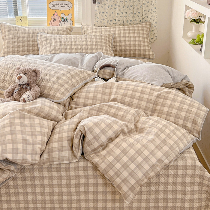 91家纺网 家纺一手货源 找家纺 羽爱家纺 2025新款A类全棉印花水洗床盖四件套系列 雅格