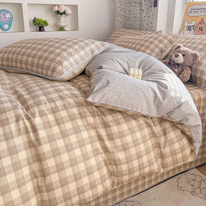 91家纺网 家纺一手货源 找家纺 羽爱家纺 2025新款A类全棉印花水洗床盖四件套系列 雅格