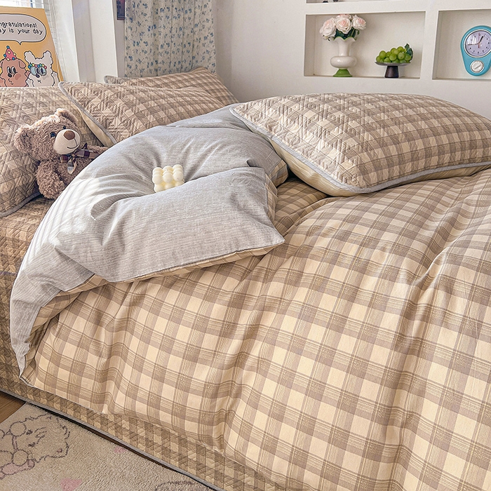 91家纺网 家纺一手货源 找家纺 羽爱家纺 2025新款A类全棉印花水洗床盖四件套系列 雅格