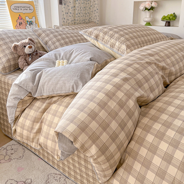 91家纺网 家纺一手货源 找家纺 羽爱家纺 2025新款A类全棉印花水洗床盖四件套系列 雅格