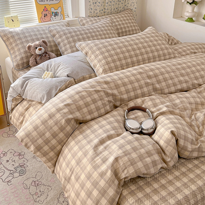 91家纺网 家纺一手货源 找家纺 羽爱家纺 2025新款A类全棉印花水洗床盖四件套系列 雅格