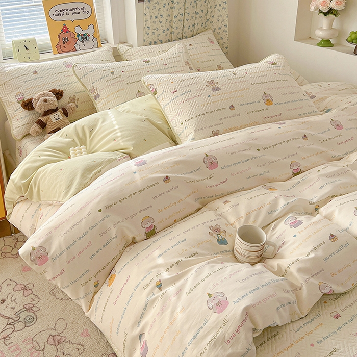 91家纺网 家纺一手货源 找家纺 （总）羽爱家纺 2025新款A类全棉印花水洗床盖三件套系列